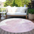8' Lavender Ivory And Mauve Round Abstract Washable Indoor Outdoor Area Rug