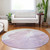 8' Lavender Ivory And Mauve Round Abstract Washable Indoor Outdoor Area Rug