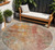 8' Tan Copper And Terra Cotta Round Abstract Washable Indoor Outdoor Area Rug