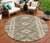 8' Beige Round Geometric Washable Indoor Outdoor Area Rug - Beige