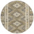 8' Beige Round Geometric Washable Indoor Outdoor Area Rug - Beige