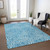 9' X 12' Teal Blue And Ivory Abstract Washable Indoor Outdoor Area Rug - 880016815436