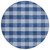 8' Navy Blue And Ivory Round Plaid Washable Indoor Outdoor Area Rug