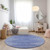 8' Denim Blue And Ivory Round Abstract Washable Indoor Outdoor Area Rug - Denim Blue, Ivory