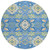 8' Blue Green And Orange Round Oriental Washable Indoor Outdoor Area Rug