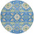 8' Blue Green And Orange Round Oriental Washable Indoor Outdoor Area Rug
