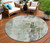 8' Mint Green Ivory And Gray Round Abstract Washable Indoor Outdoor Area Rug