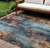 10' X 14' Blue And Gold Floral Washable Indoor Outdoor Area Rug