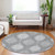 8' Gray Silver And Charcoal Round Ikat Washable Indoor Outdoor Area Rug - Gray, Silver, Charcoal