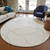 8' Ivory And Beige Round Abstract Washable Indoor Outdoor Area Rug Transitional Style - Ivory, Beige Color