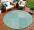 8' Teal Blue Sage And Green Round Patchwork Washable Indoor Outdoor Area Rug