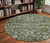 8' Green And Olive Green Round Oriental Washable Indoor Outdoor Area Rug