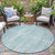8' Turquoise And Pale Aqua Round Striped Washable Indoor Outdoor Area Rug