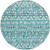 8' Teal Blue And Ivory Round Southwestern Washable Indoor Outdoor Area Rug