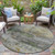 8' Olive Green Gold And Gray Round Abstract Washable Indoor Outdoor Area Rug