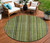 8' Green Gold And Gray Round Striped Washable Indoor Outdoor Area Rug