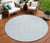 8' Sky Blue And Beige Round Ogee Washable Indoor Outdoor Area Rug
