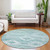 8' Aqua Turquoise And Ivory Round Southwestern Washable Indoor Outdoor Area Rug
