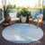 8' Navy Blue And Sky Blue Round Geometric Washable Indoor Outdoor Area Rug Transitional Style - Navy Blue, Sky Blue Color