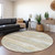 8' Ivory Beige And Green Round Striped Washable Indoor Outdoor Area Rug