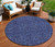 8' Navy Blue And Charcoal Round Floral Washable Indoor Outdoor Area Rug