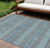 9' X 12' Teal Blue Aqua And Gray Floral Medallion Washable Indoor Outdoor Area Rug