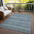 9' X 12' Teal Blue Aqua And Gray Floral Medallion Washable Indoor Outdoor Area Rug