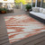 9' X 12' Salmon And Ivory Abstract Washable Indoor Outdoor Area Rug Transitional Style - Salmon, Ivory Color