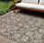 8' X 10' Brown Gray And Beige Floral Washable Indoor Outdoor Area Rug