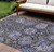 10' X 14' Purple And Black Damask Washable Indoor Outdoor Area Rug