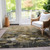 10' X 14' Taupe Beige And Tan Floral Washable Indoor Outdoor Area Rug