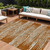 8' X 10' Brown Gray And Ivory Striped Washable Indoor Outdoor Area Rug