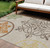 9' X 12' Taupe Copper And Green Floral Medallion Washable Indoor Outdoor Area Rug