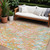 9' X 12' Coral Green And Copper Abstract Washable Indoor Outdoor Area Rug
