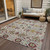 8' X 10' Ivory Red And Green Floral Washable Indoor Outdoor Area Rug