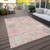 8' X 10' Pink Ivory And Gray Damask Washable Indoor Outdoor Area Rug