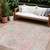 8' X 10' Pink Ivory And Gray Damask Washable Indoor Outdoor Area Rug