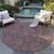 8' Merlot Gray And Taupe Round Floral Washable Indoor Outdoor Area Rug