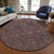 8' Merlot Gray And Taupe Round Floral Washable Indoor Outdoor Area Rug