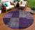 8' Eggplant Purple And Lilac Round Patchwork Washable Indoor Outdoor Area Rug