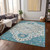 8' X 10' Teal Blue Green And Ivory Oriental Washable Indoor Outdoor Area Rug