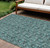 10' X 14' Teal Blue Aqua And Ivory Floral Washable Indoor Outdoor Area Rug - Teal Blue, Aqua, Ivory