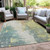 8' X 10' Pale Aqua And Ivory Abstract Washable Indoor Outdoor Area Rug