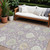 10' X 14' Lavender Gold And Green Damask Washable Indoor Outdoor Area Rug