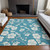 10' X 14' Turquoise Ivory And Gray Floral Washable Indoor Outdoor Area Rug