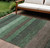 10' X 14' Green And Khaki Striped Washable Indoor Outdoor Area Rug