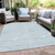8' X 10' Sky Blue And Ivory Floral Washable Indoor Outdoor Area Rug Transitional Style - Sky Blue, Ivory Color