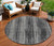8' Charcoal Gray And Ivory Round Striped Washable Indoor Outdoor Area Rug