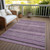 9' X 12' Plum And Lilac Striped Washable Indoor Outdoor Area Rug