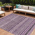 9' X 12' Plum And Lilac Striped Washable Indoor Outdoor Area Rug